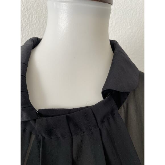 Cristina Gavioli Top  Blouse Tiered Ruffled Tie Front Black - Picture 3 of 16